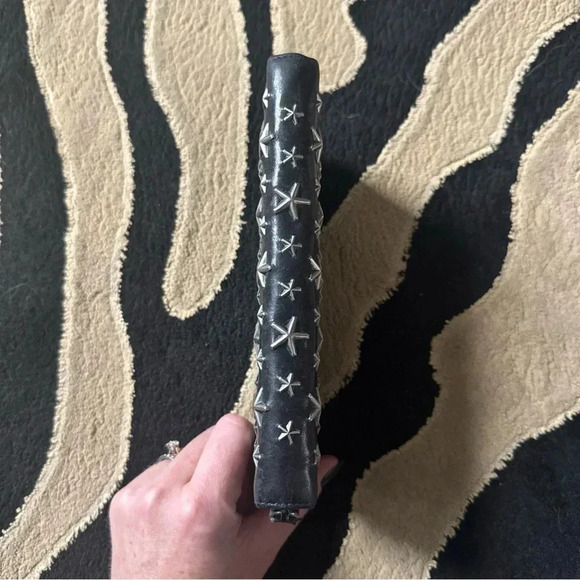 Jimmy Choo Carnaby Zip Around Continental Wallet Silver Studded Stars - Picture 6 of 12